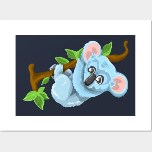 Blue Koala Cartoon Posters and Art